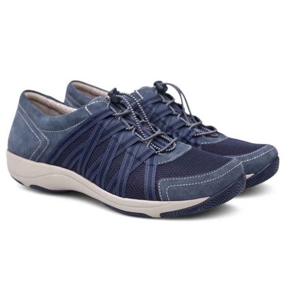 Lace-up Sneaker w/toggle DANSKO Sz 39 Sporty Honor Blue Suede NEW FOOTBED!